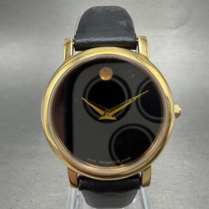 Movado Muesem Watch Women 26mm Black Dial Gold Tone Round 87 E4 0834 PARTS0