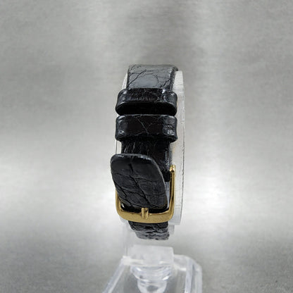 Seiko Tank Watch Women 20mm Black Dial Gold Tone Rectangle 1400-5240 New Battery