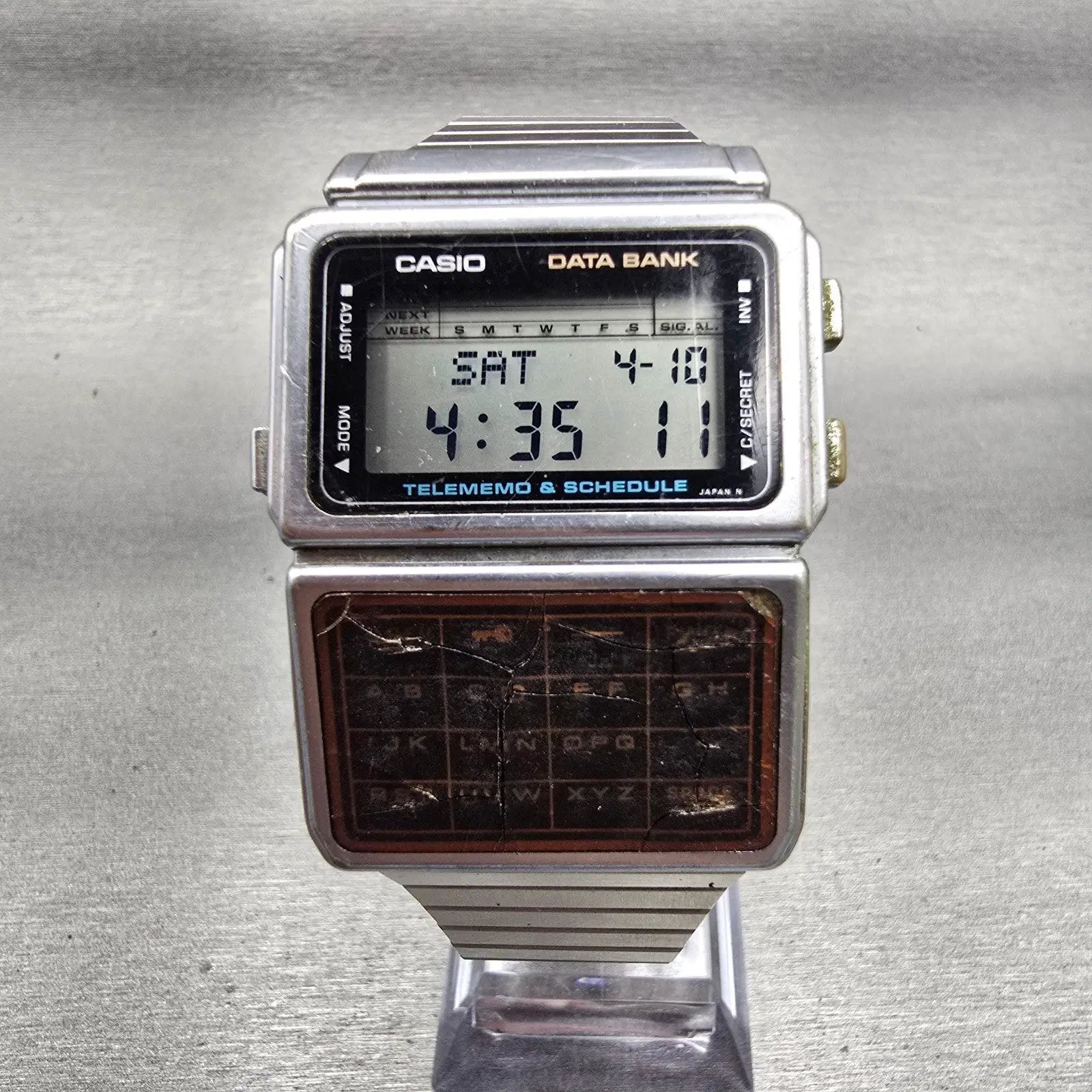 Casio DBC-600 Calculator Watch Men 34mm Digital Silver Alarm New Battery Vintage0