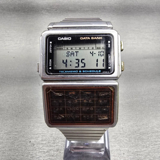 Casio DBC-600 Calculator Watch Men 34mm Digital Silver Alarm New Battery Vintage0