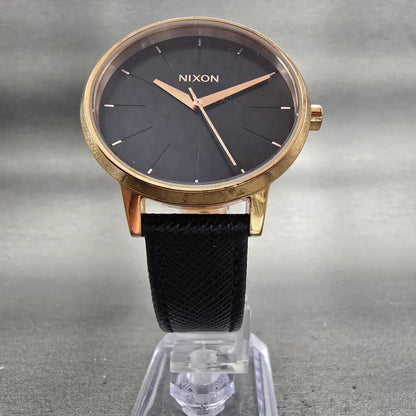 Nixon The Kensington Watch Men 37mm Black Dial Gold Tone Round New Battery5