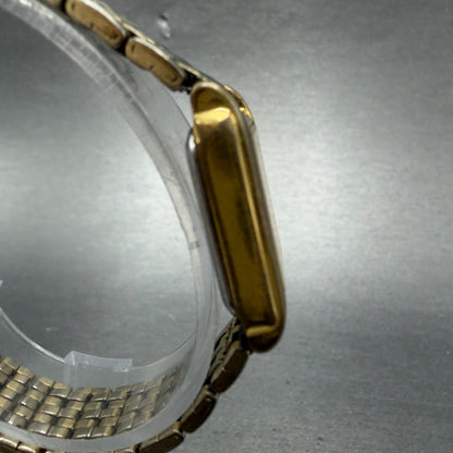 Seiko Tank Watch Women 18mm Champagne Dial Gold Tone V401-5650 New Battery VB3