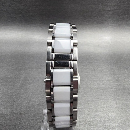 Bulova Diamond Watch Women 30mm White Dial Steel Ceramic Round 98P124 New Batt7