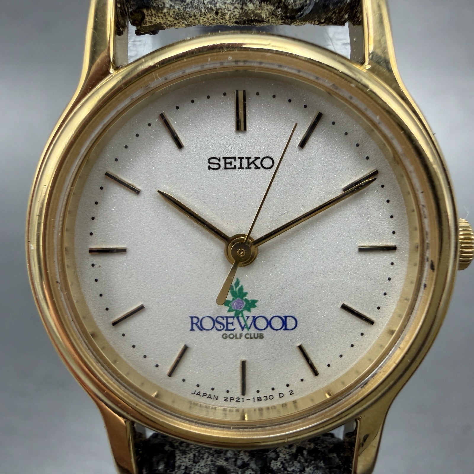 Seiko Watch Women 23mm White Dial Gold Tone Round 2P21-0A9A New Battery Vintage1