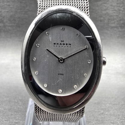 Skagen Watch Women 26mm Silver Dial Silver Tone Oval 468SSSC New Battery1