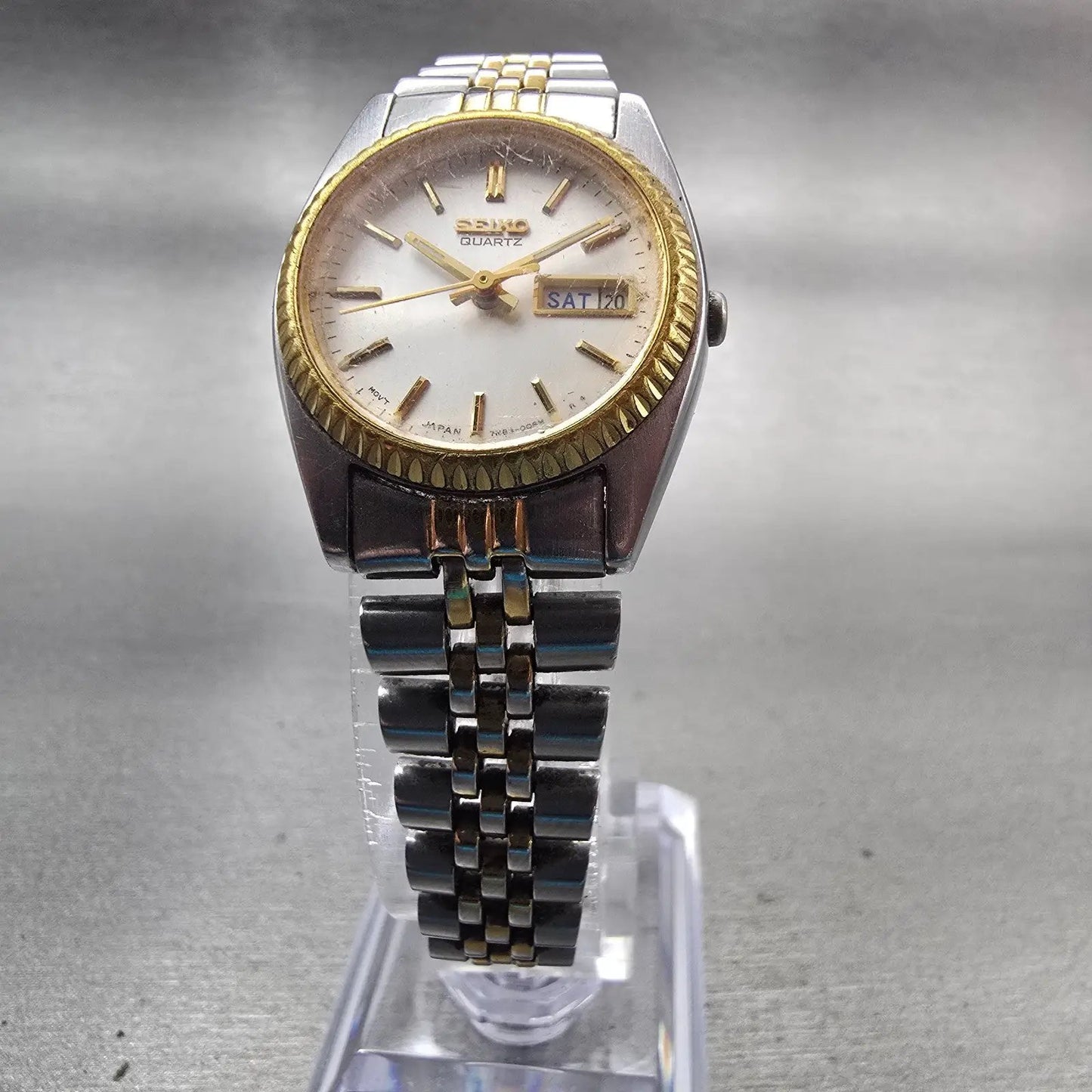 Seiko Watch Women 24mm Silver Dial Two Tone Daydate Round 7N83-0041 New Battery5