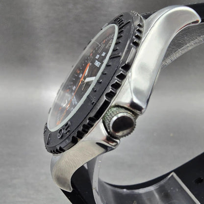 Timex Taft Street Dive Watch Men 41mm Black Dial Silver Date Round New battery2