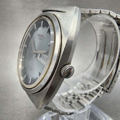 Seiko Lordmatic Watch Men 36mm Gray Dial Steel Daydate Cushion 5606-7140 Runs