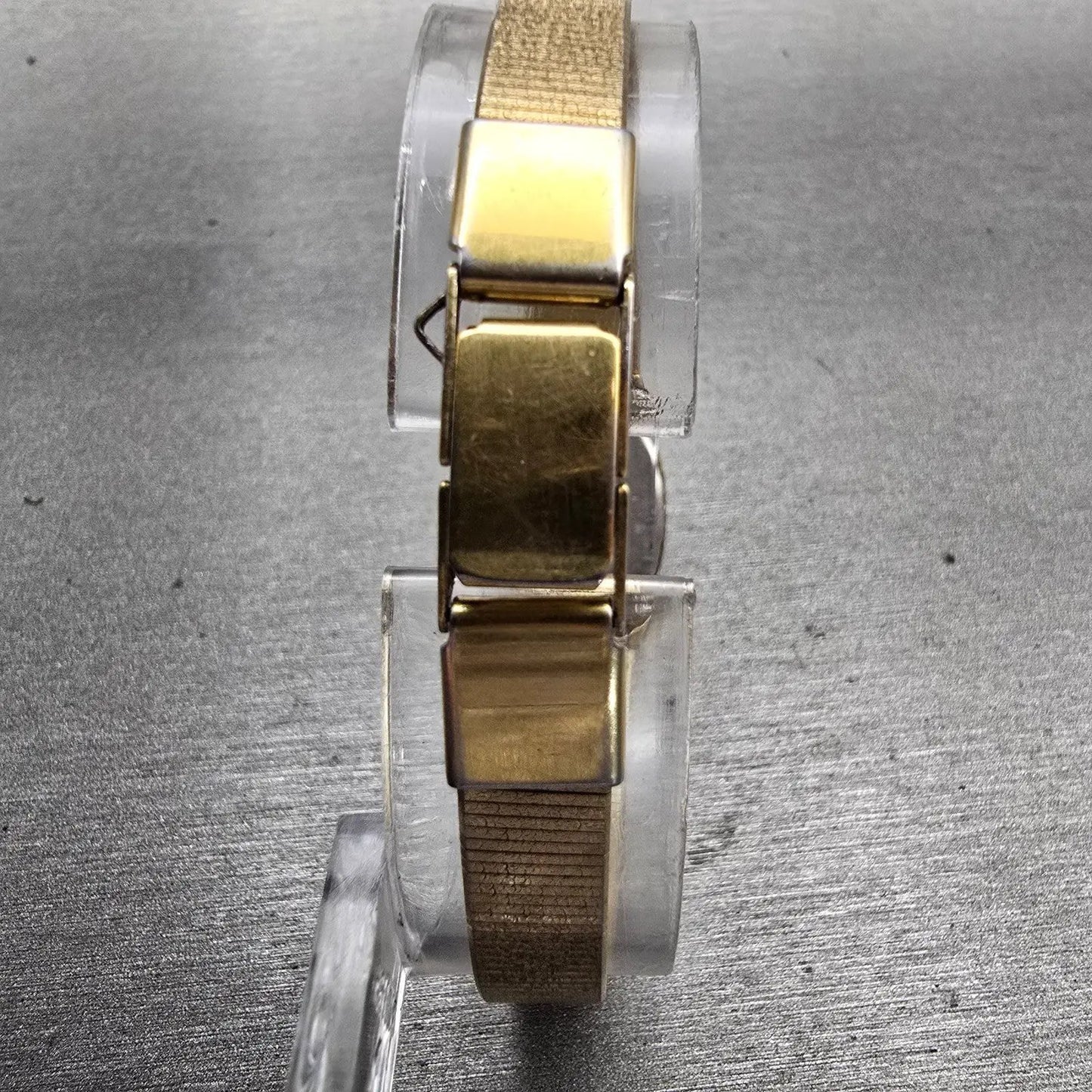 Seiko Watch Women 16mm Black Dial Gold Tone Rectangle 2C20-5770 New Battery VTG7