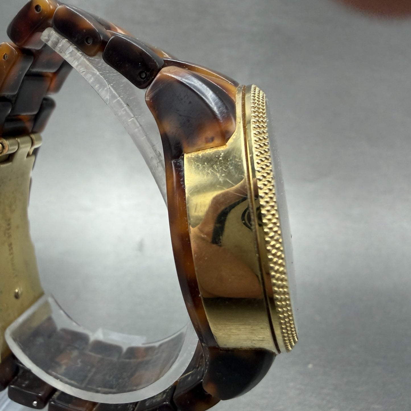 Michael Kors Watch Women 37mm Brown Dial Gold Tone Tortas Daydate New Battery 7T3