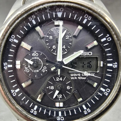 Casio Wave Ceptor WVQ-500 Watch Men 42mm Gray Dial Titanium Alarm Chrono PARTS2