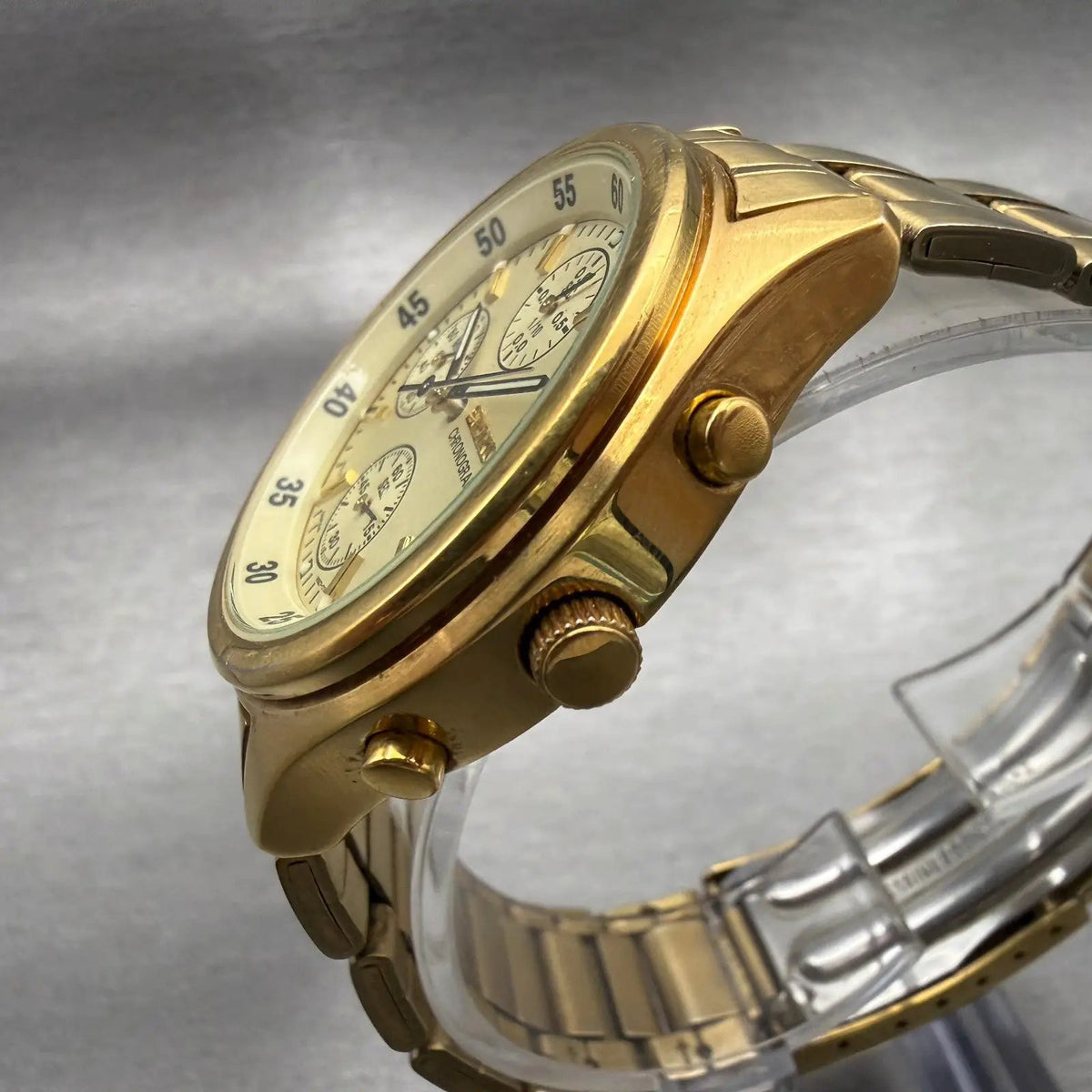 Seiko Chronograph Watch Men 39mm Champagne Dial Gold Tone Date V657-7100 New Bat2