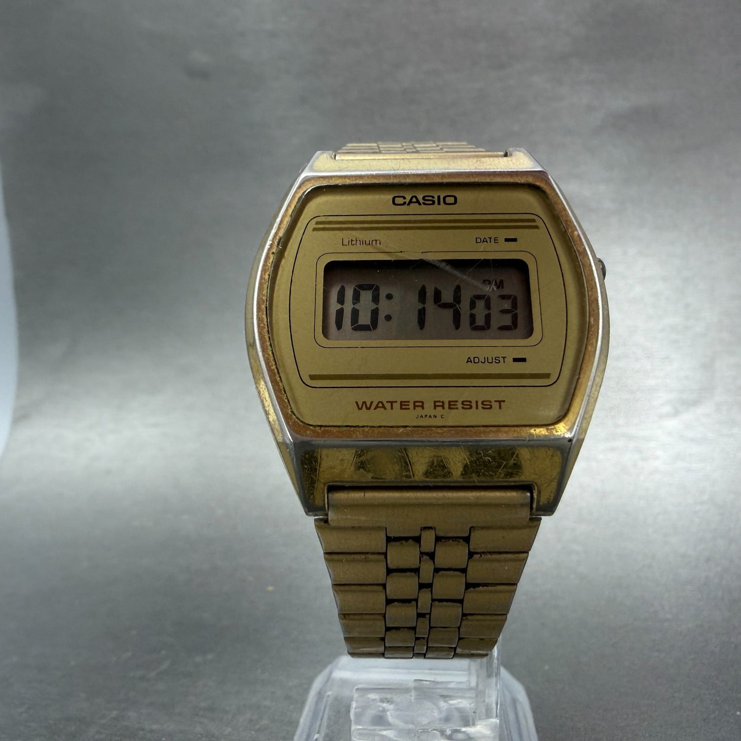 Casio B612W Watch Men 35mm Digital Gold Tone Date Round New Battery 350 VTG5