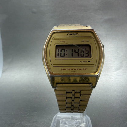 Casio B612W Watch Men 35mm Digital Gold Tone Date Round New Battery 350 VTG5