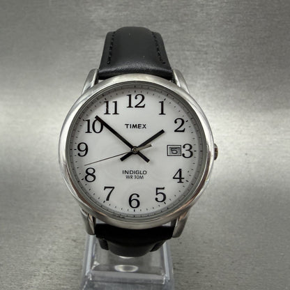 Timex Easy Reader Watch Men 35mm White Dial Silver Tone Round New Battery0