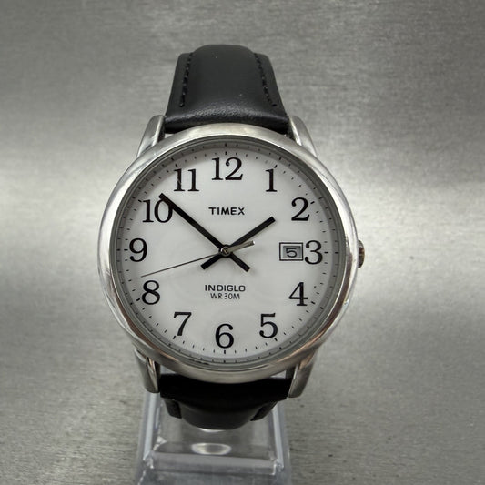 Timex Easy Reader Watch Men 35mm White Dial Silver Tone Round New Battery0