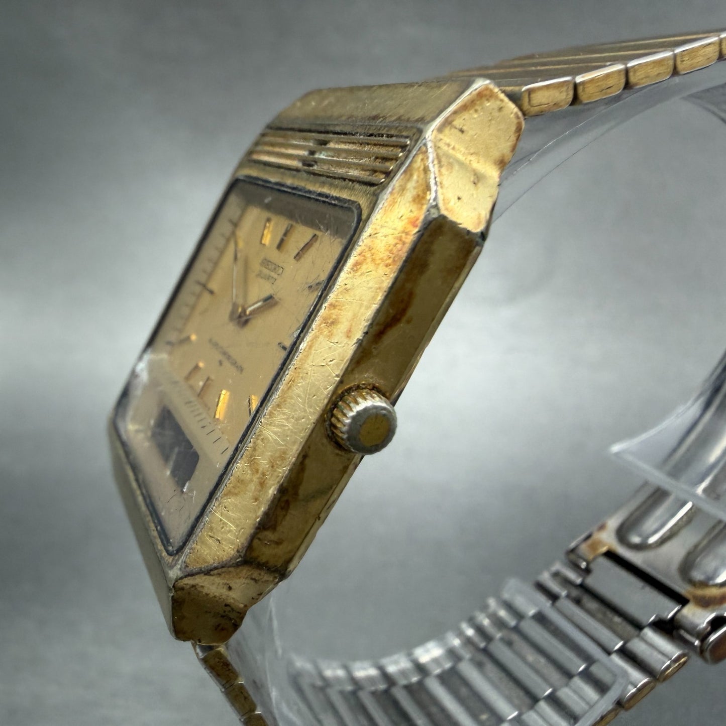 Seiko Analog Digital Watch Men 29mm Alarm Chrono Gold Tone H249-5149 PARTS3