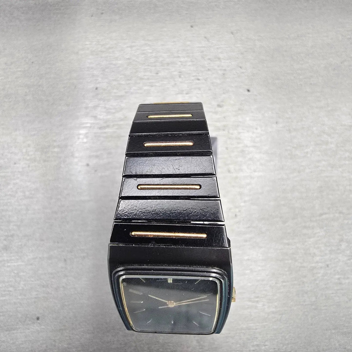 Seiko Watch Men 25mm Black Dial Black Tone Date Rectangle 2A32-5059 New Battery4