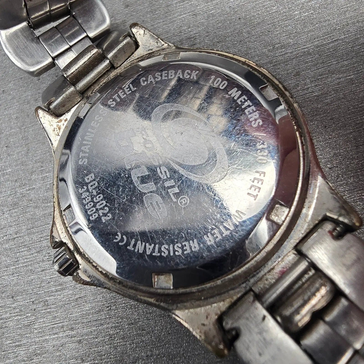Fossil Blue Watch Men 35mm Silver Dial Silver Tone Daydate Round BQ-9022 New Bat10