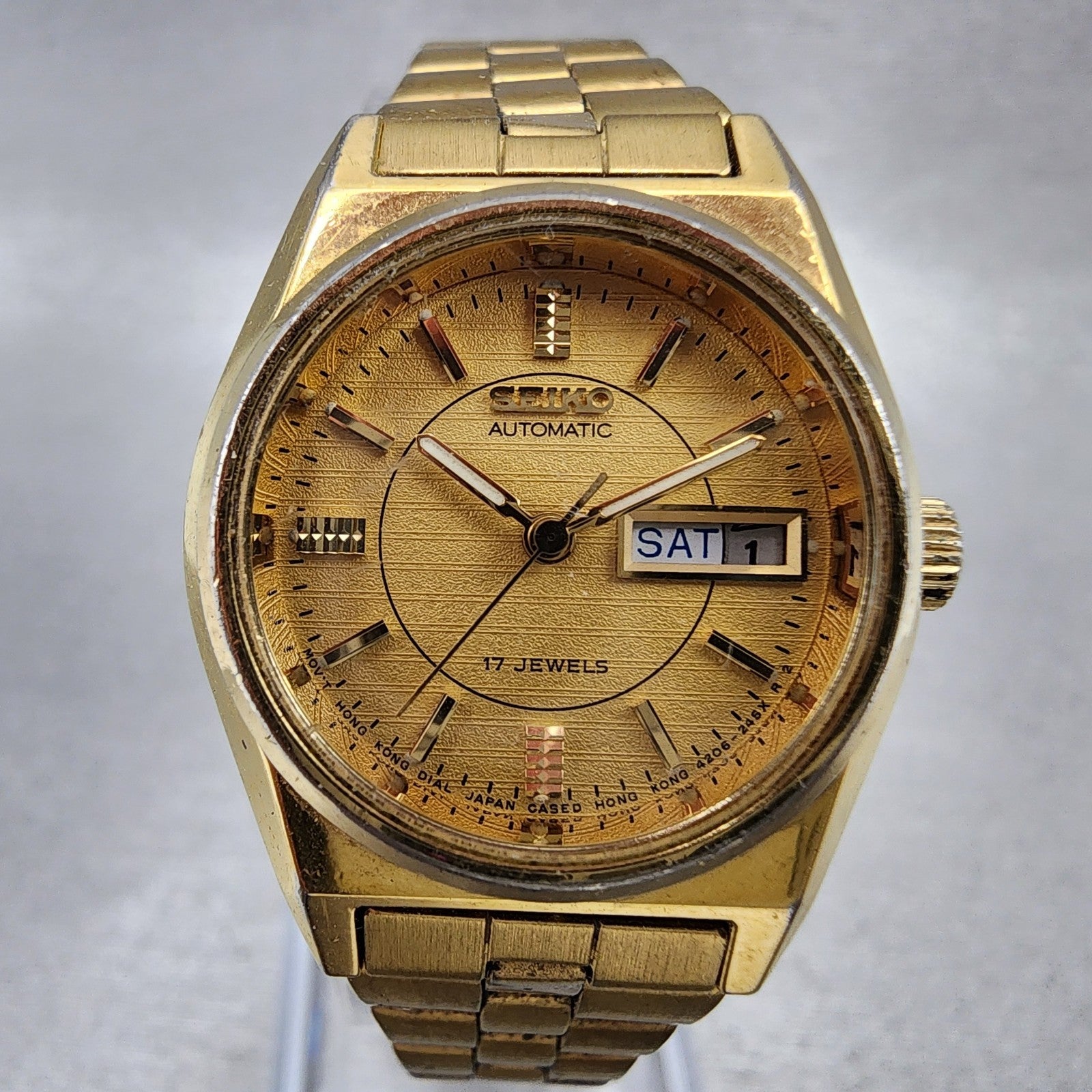 Seiko Automatic Watch Women 25mm Champagne Dial Gold Tone Daydate 42060469 PART2