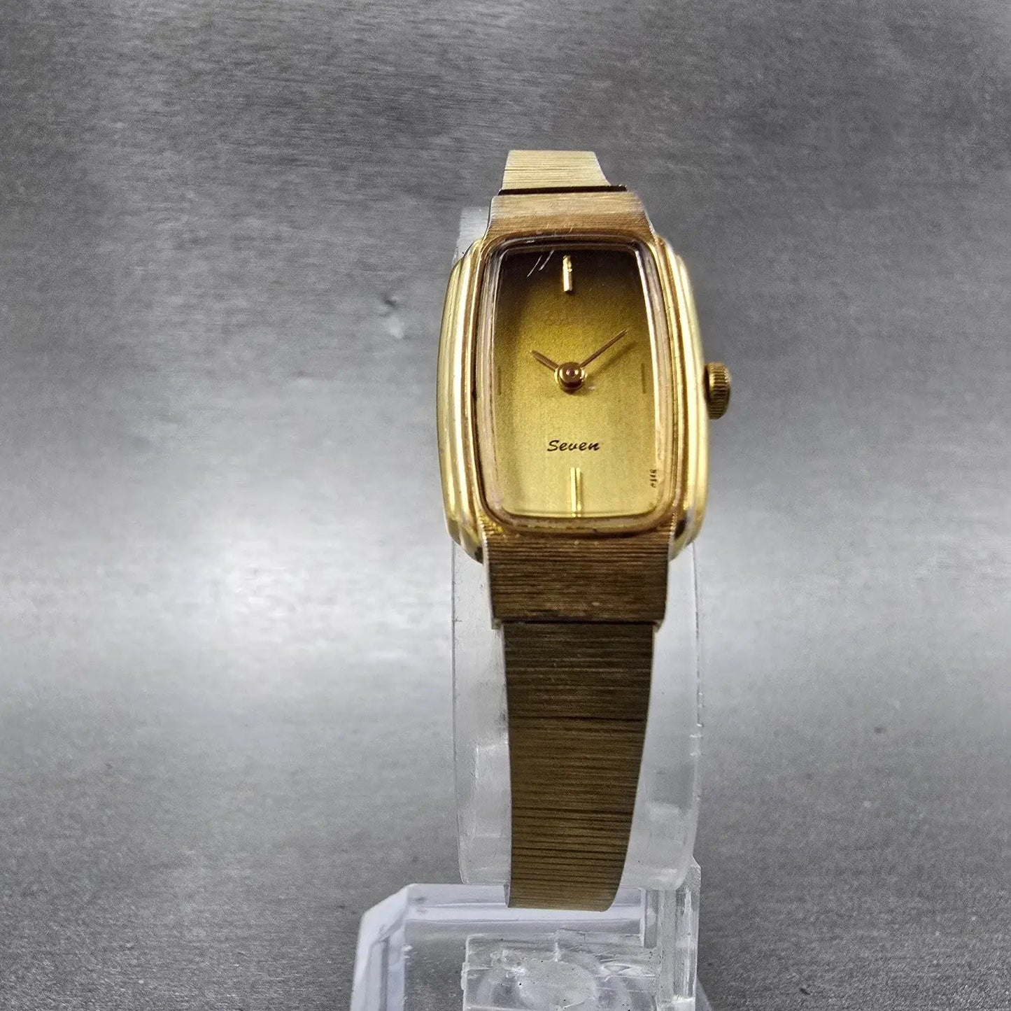 Citizen Seven Tank Watch Women 16mm Brown Dial Gold Tone 3220-949650 New Battery5
