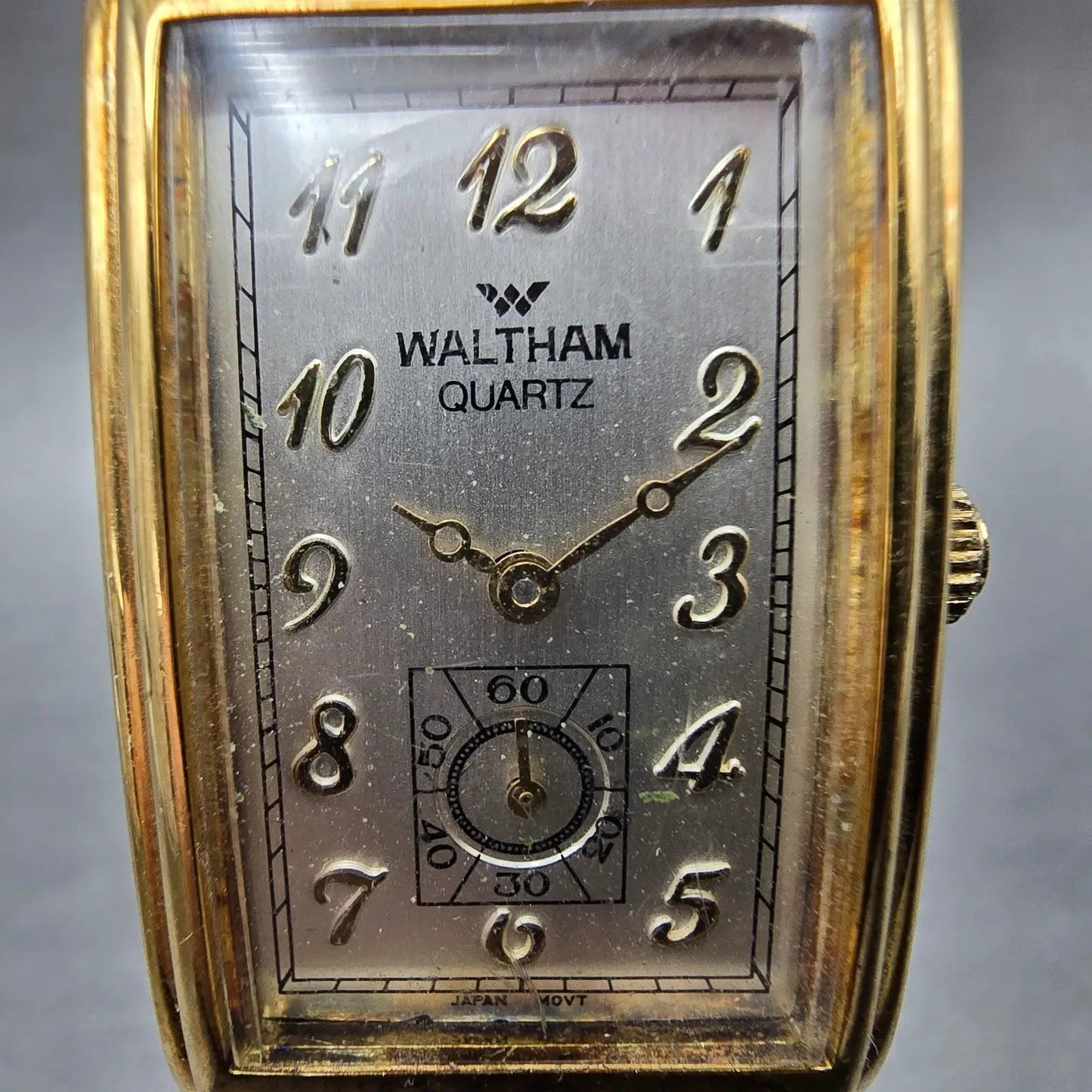 Waltham Tank Watch Men 22mm Silver Dial Gold Tone Rectangle New Battery VTG1