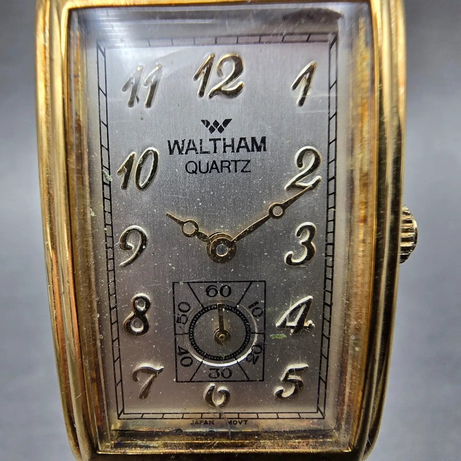 Waltham Tank Watch Men 22mm Silver Dial Gold Tone Rectangle New Battery VTG1