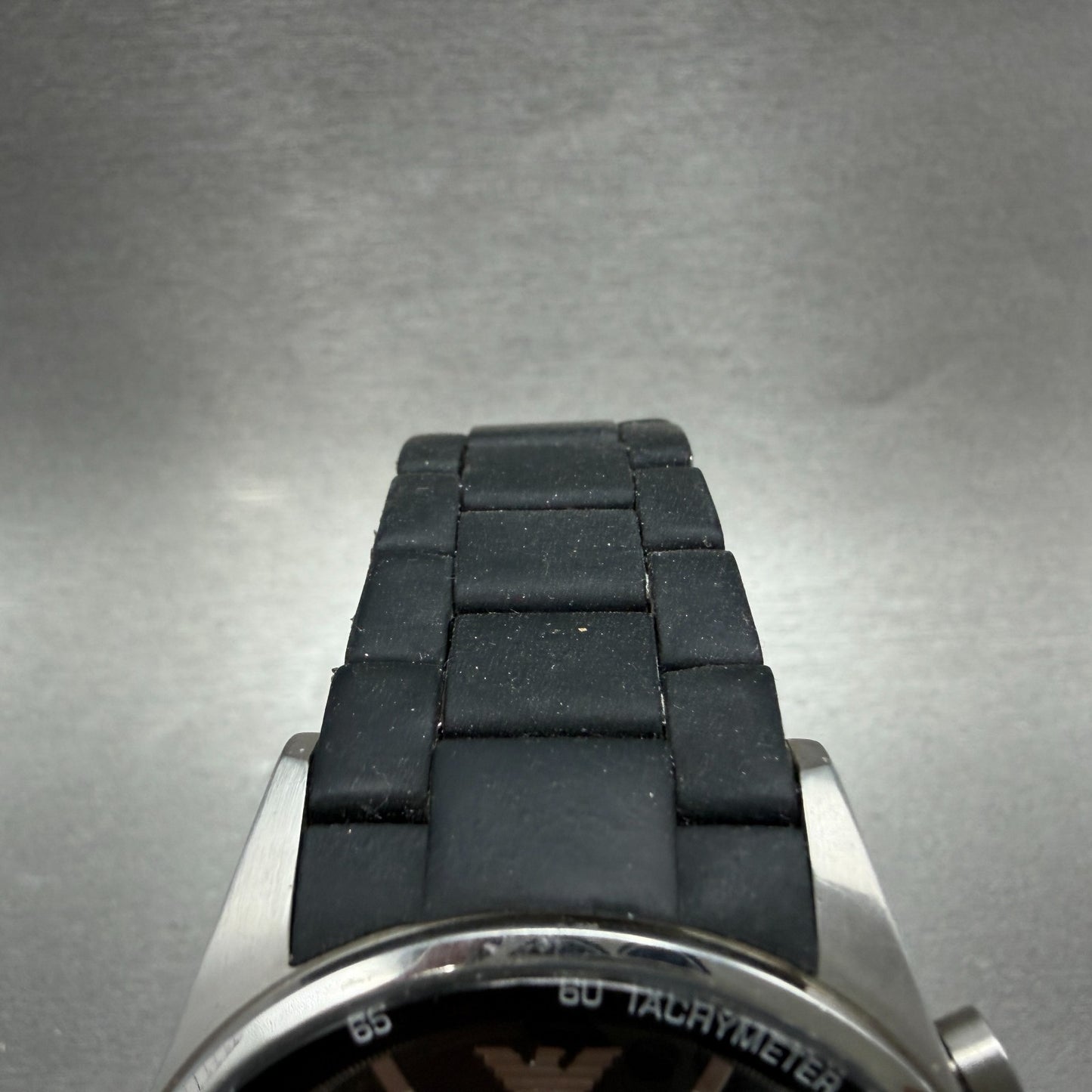 Emporio Armani Chronograph Watch Men 43mm Black Dial Steel Date AR-5890 New Batt4