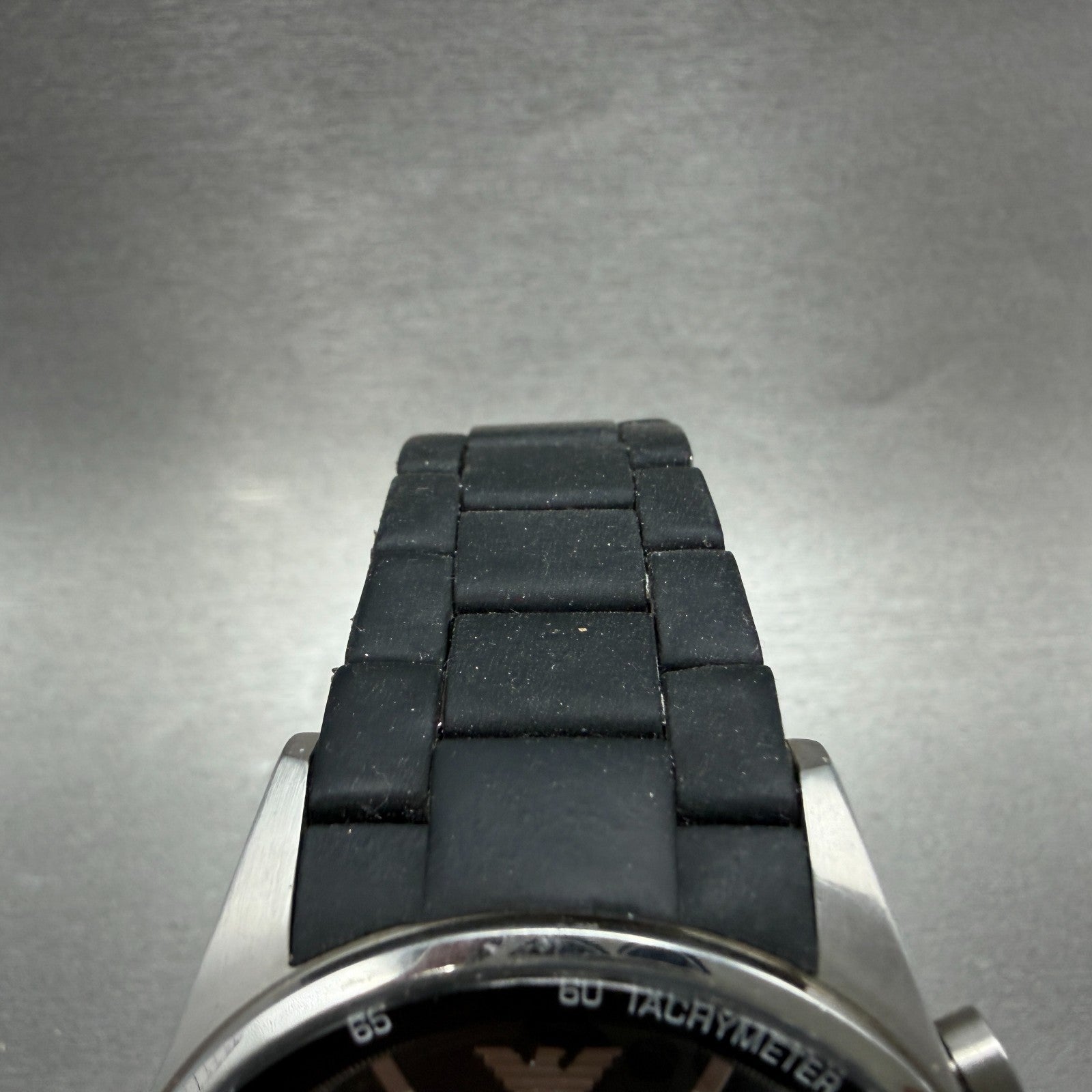 Emporio Armani Chronograph Watch Men 43mm Black Dial Steel Date AR-5890 New Batt4