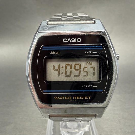 Casio B612 Watch Men 35mm Digital Black Dial Silver Tone Octagon New Battery VTG0