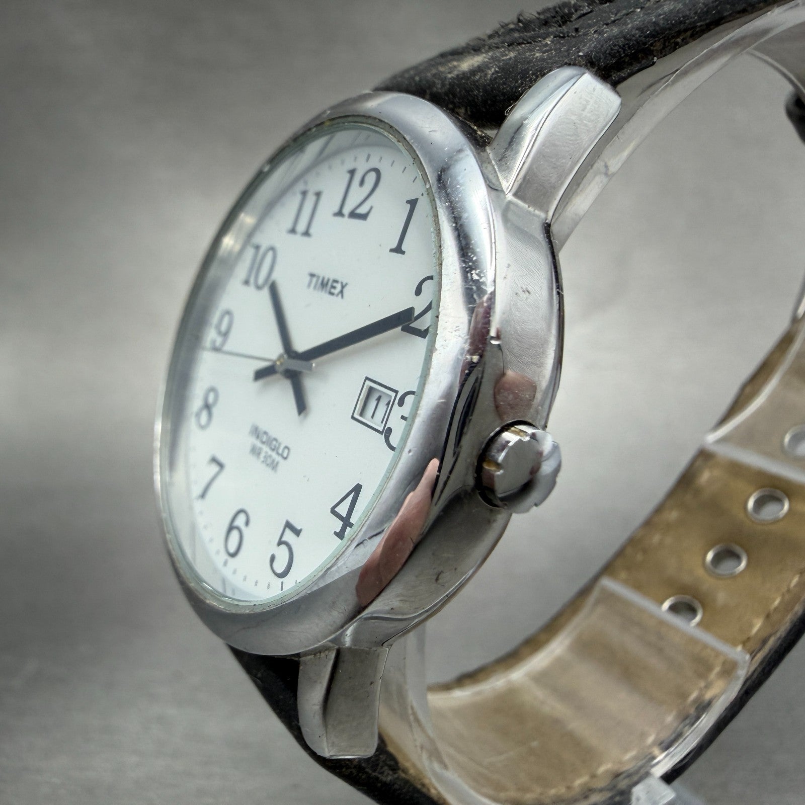 Timex Easy Reader Watch Men 35mm White Dial Silver Tone Round New Battery ABC2