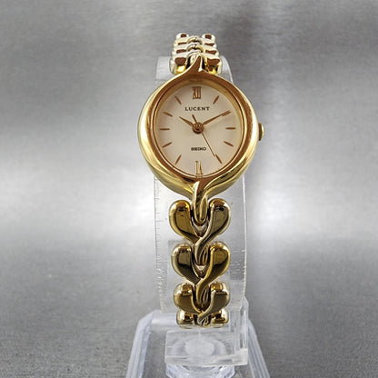 Seiko Lucent Watch Women 19mm Cream Dial Gold Tone 4n215160 New Battery5