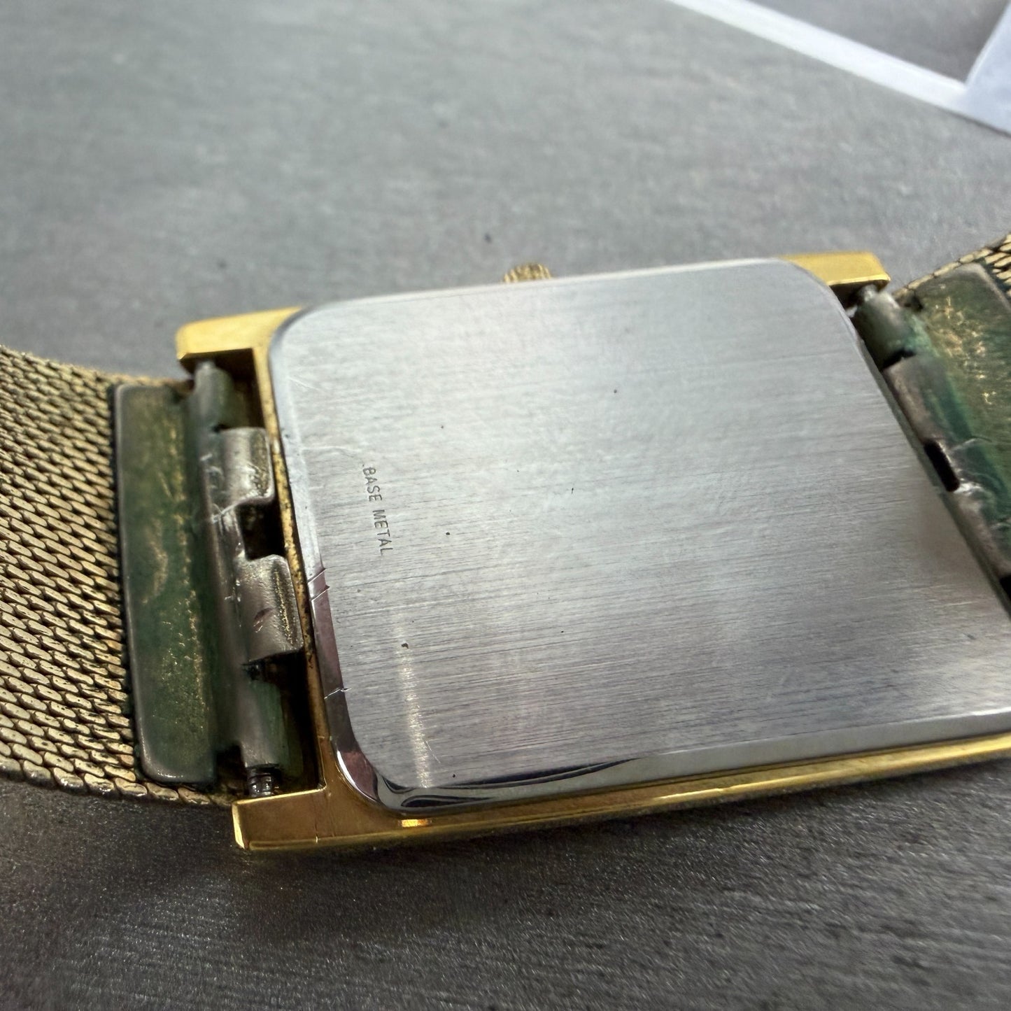 Longines Tank Watch Men 26mm Gold Dial Gold Tone Date Rectangle New Battery9