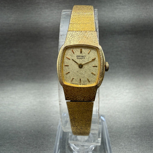 Seiko Watch Women 16mm Champagne Dial Gold Tone 2C20-5389 New Battery Vintage0