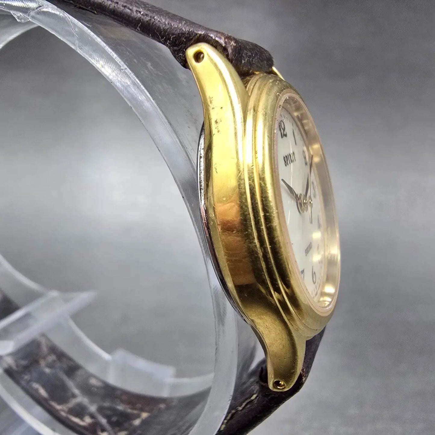 Seiko Spirit Watch Women 24mm Cream Dial Gold Tone Round 4N21-0540 New BattD3