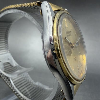 Seiko SQ Watch Men 35mm Gold Dial Two Tone Daydate 5H23-7B79 Round New BatteryI3