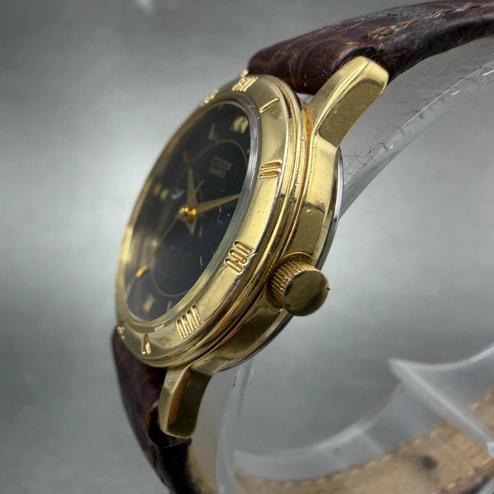 Citizen Watch Women 24mm Black Dial Gold Tone Date 1012-K13131 New Battery 562