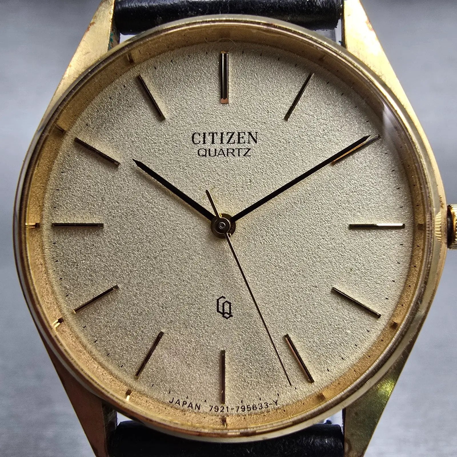 Citizen CQ Watch Men 33mm Champagne Dial Gold Tone Round 4-795512 New Battery1