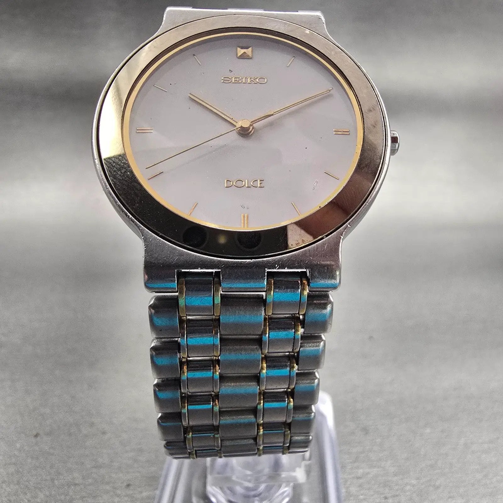 Seiko Dolce Watch Men 33mm White Dial Silver Tone Round 5S21-6030 New Battery5