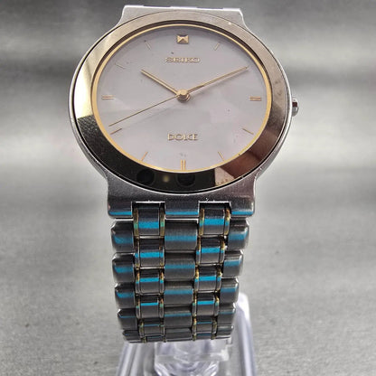 Seiko Dolce Watch Men 33mm White Dial Silver Tone Round 5S21-6030 New Battery5