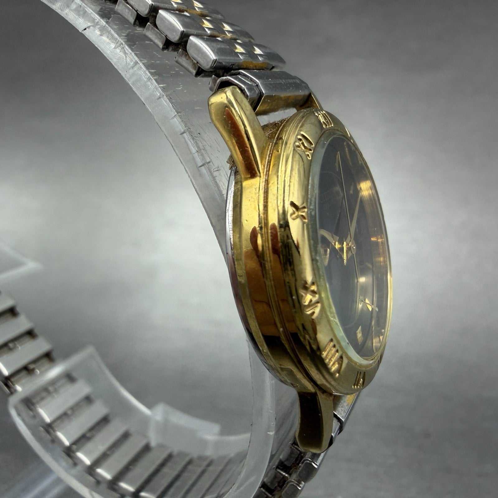 Citizen Watch Women 24mm Black Dial Gold Tone Date 1012-K13131 New Battery VTG3