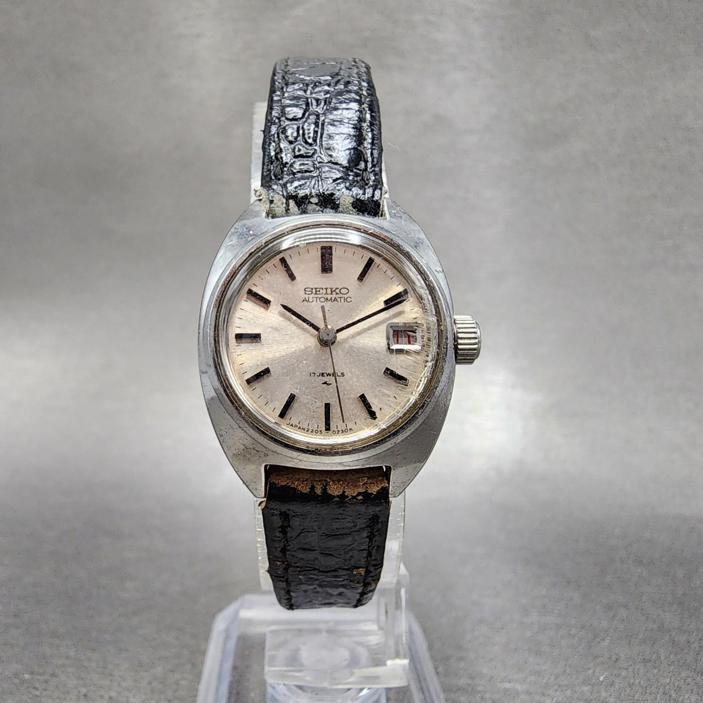 Seiko Automatic Watch Women 23mm White Dial Silver Tone Date 22050050 Runs5