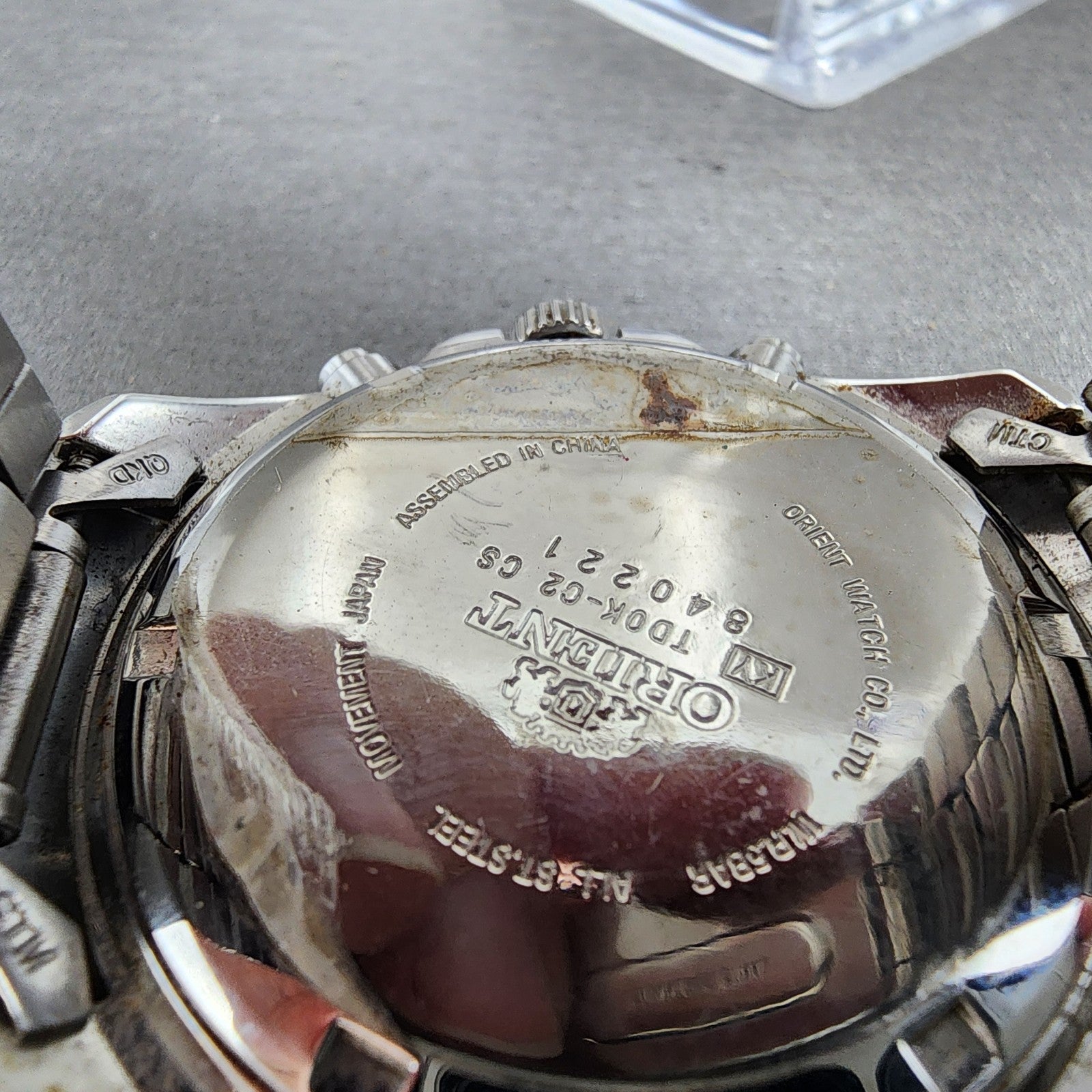 Orient Chronograph Watch Men 40mm Black Dial Silver Tone Date READ!!!!! New Batt9