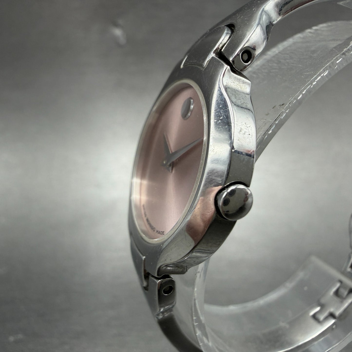 Movado Kara Watch Women 24m Pink Dial Steel Round 84-A1-1846 New Battery LKJF2