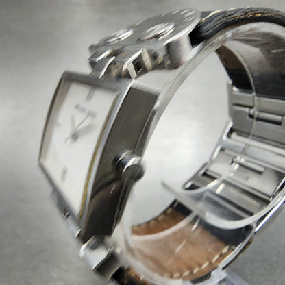 Michael Kors Watch Women 28mm White Dial Steel Date Rectangle MK4054 New Batt