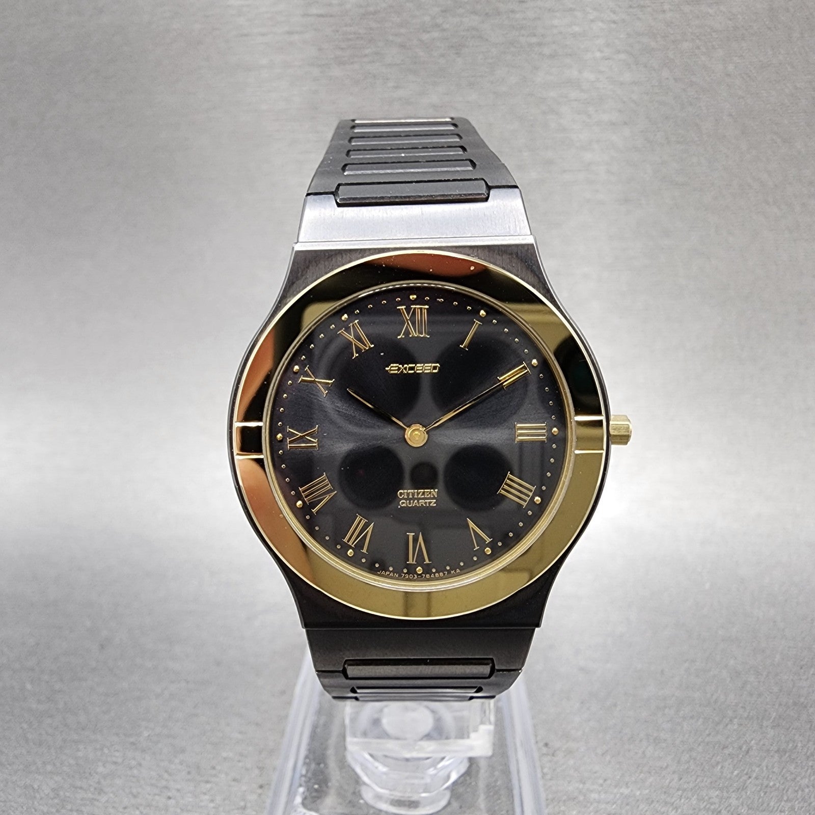Citizen Exceed Watch Men 32mm Black Dial Two Tone Round 7903781431 New Batt NOS0