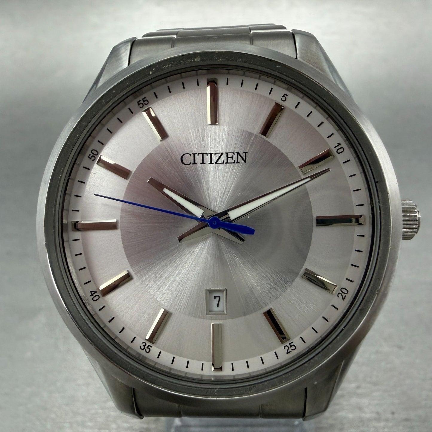 Citizen Watch Men 42mm Silver Dial Silver Tone Date 1112-S093368 New Battery1