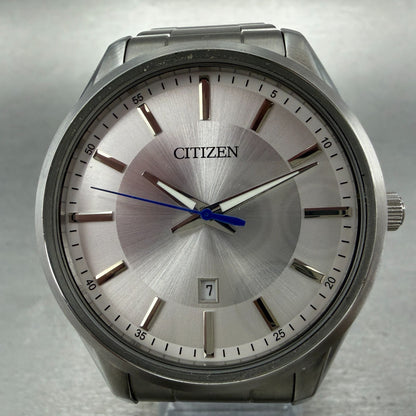 Citizen Watch Men 42mm Silver Dial Silver Tone Date 1112-S093368 New Battery1