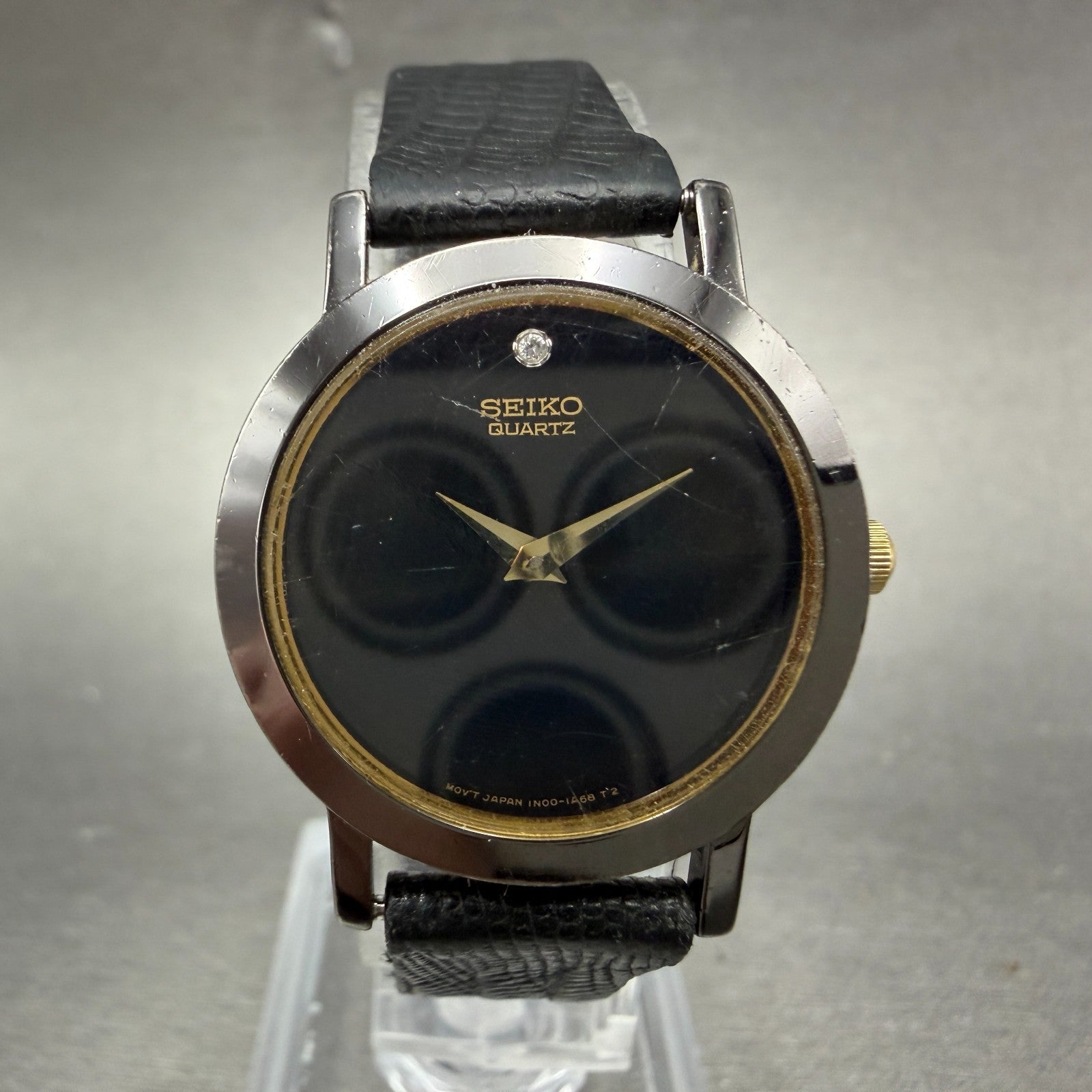 Seiko Watch Women 25mm Black Dial Black Tone Round 1N00-0C99 New battery ABGH0