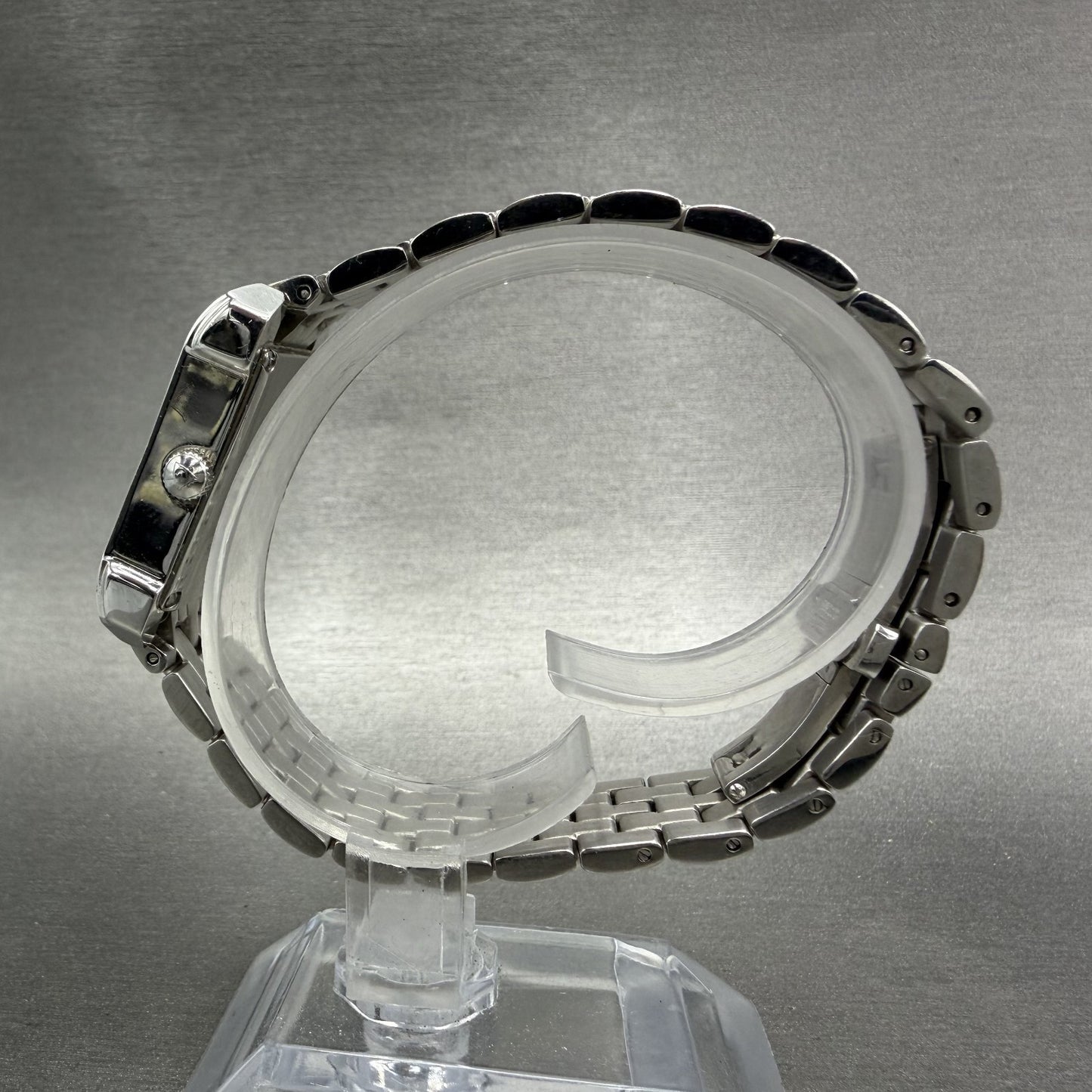 Croton Tank Watch Women 23mm MOP Dial Steel Diamond Bezel Rectangle New Battery6